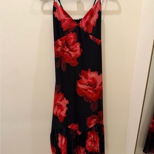 Floral Black and Red Dress